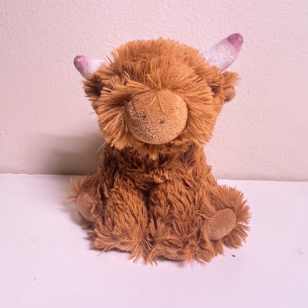 Living Nature Smols Highland Cow Plush Ginger Brown Shaggy Small Stuffed Animal‎